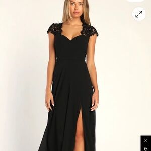 Lulus Momentous Moments Black Lace Backless Maxi Dress - Size L